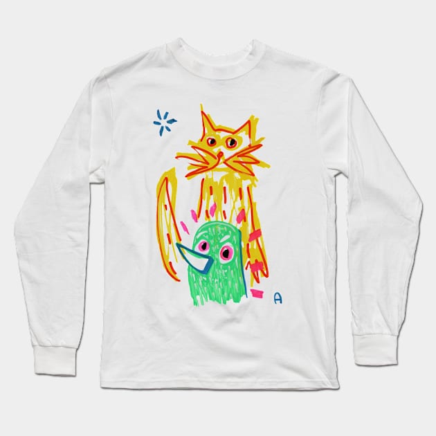 cat Long Sleeve T-Shirt by Angel Rivas